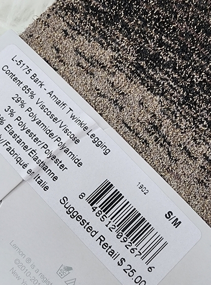 Lemon Bark Amalfi Twinkle Shimmer leggings. Size Small/medium. New. - Picture 5 of 5